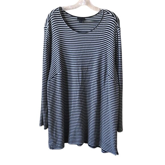 J. Jill Wearever Women's Tunic Sweater Knit Top Plus 3X Striped Stretch Dress - Picture 1 of 10